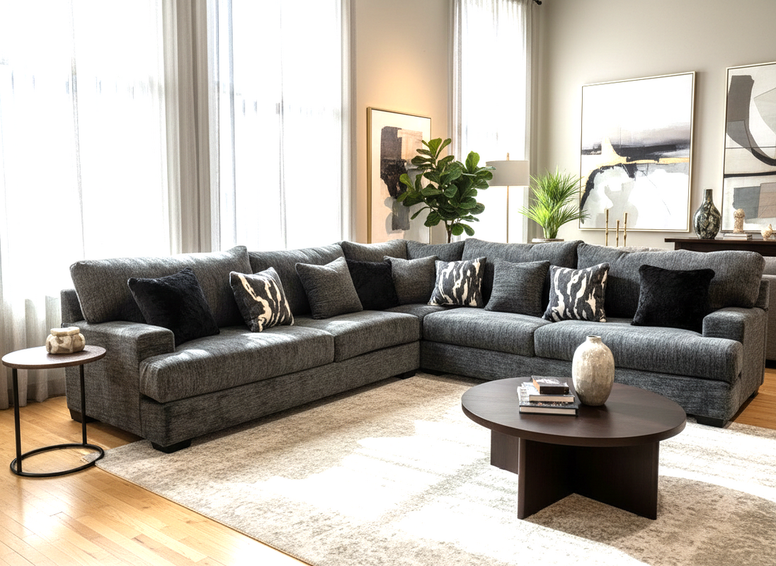 Rawcliffe Charcoal Oversized Sectional by Happy Homes at Eve Furniture