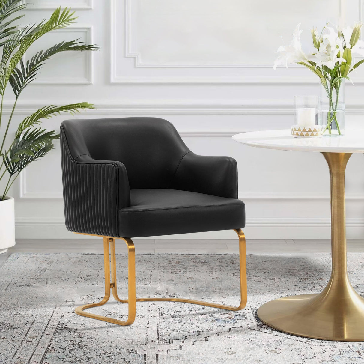 Raya Dining Armchair in Black by Manhattan Comfort at Eve Furniture