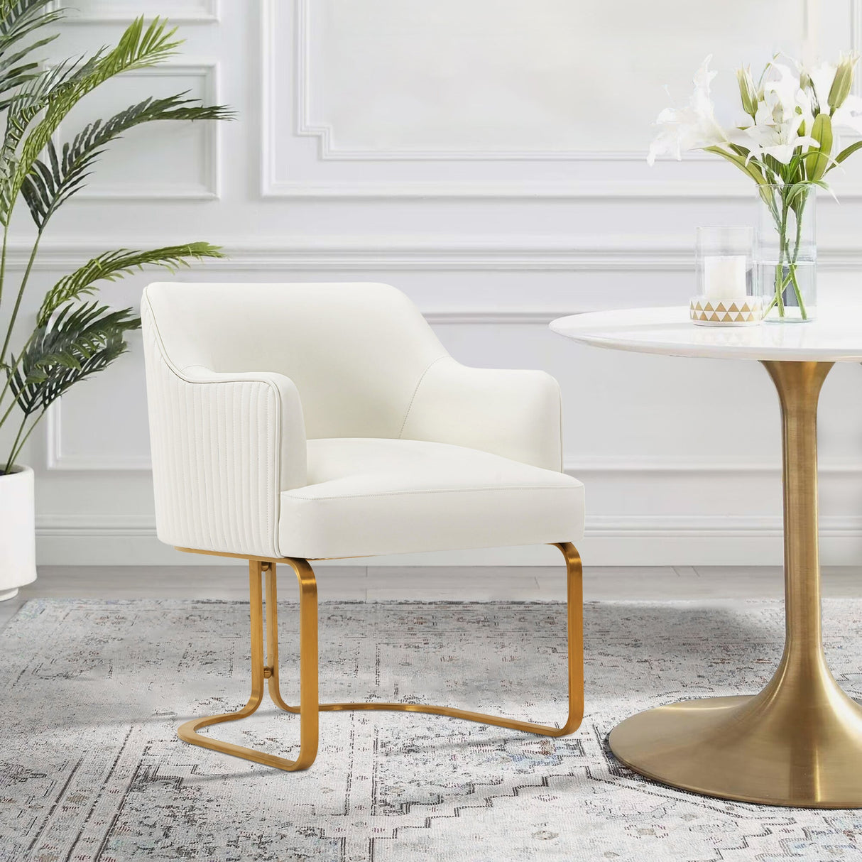 Raya Dining Armchair in Cream by Manhattan Comfort at Eve Furniture