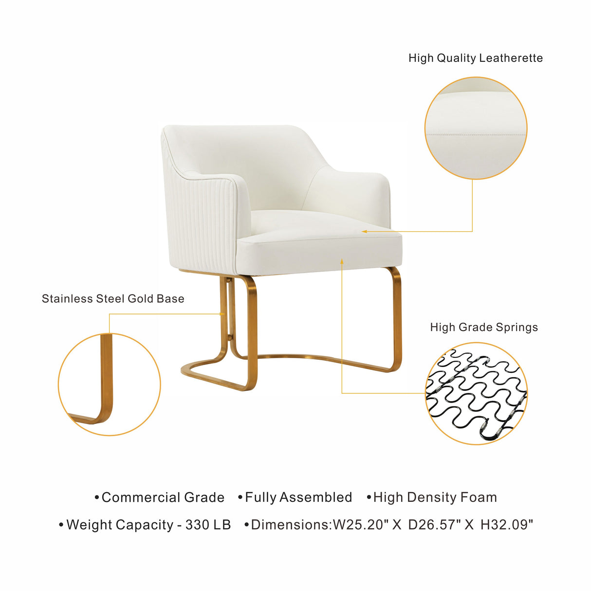 Raya Dining Armchair in Cream by Manhattan Comfort at Eve Furniture