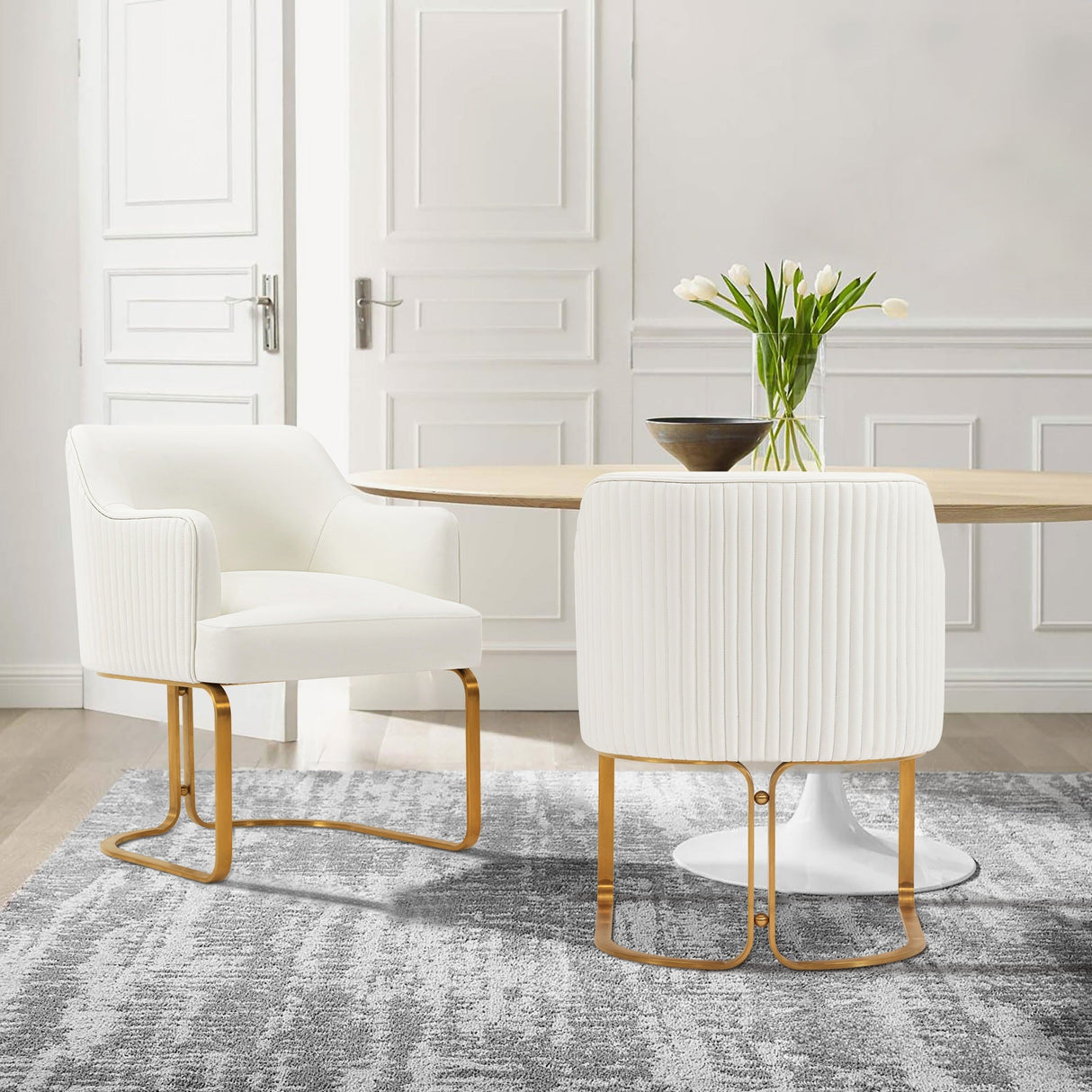 Raya Dining Armchair in Cream (set of 2) by Manhattan Comfort at Eve Furniture