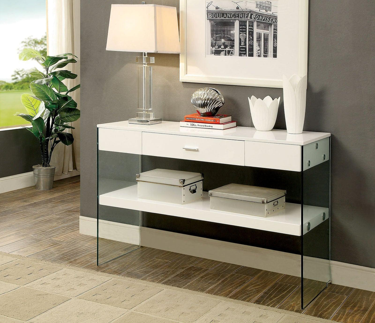 Raya White Sofa Table by Furniture of America at Eve Furniture