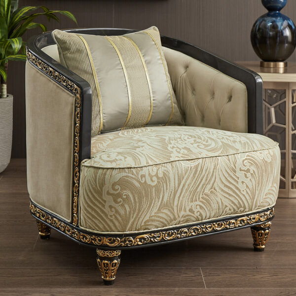 Raylina Gray/Beige Fabric Chair by Homey Design at Eve Furniture