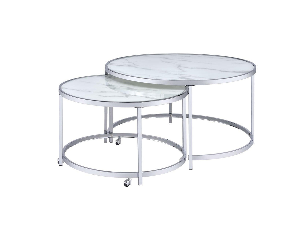 Rayne White Nesting Cocktail Table by Steve Silver at Eve Furniture