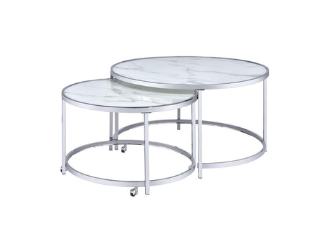 Rayne White Nesting Cocktail Table by Steve Silver at Eve Furniture