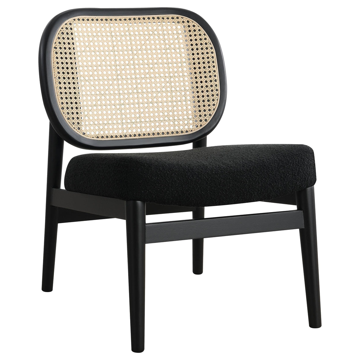 Rayo Black Rattan Cane Back Accent Chair with Padded Seat by Coaster at Eve Furniture