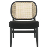 Rayo Black Rattan Cane Back Accent Chair with Padded Seat by Coaster at Eve Furniture