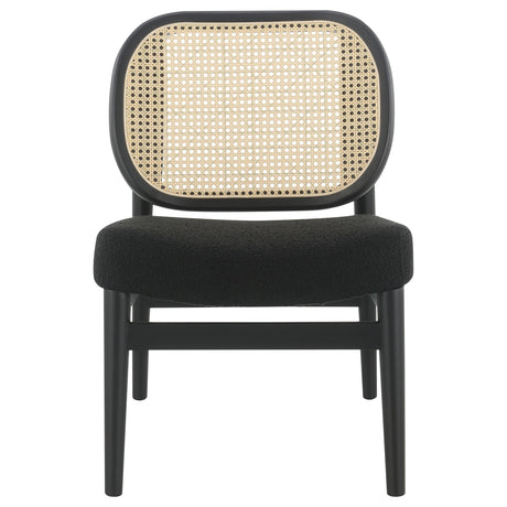 Rayo Black Rattan Cane Back Accent Chair with Padded Seat by Coaster at Eve Furniture