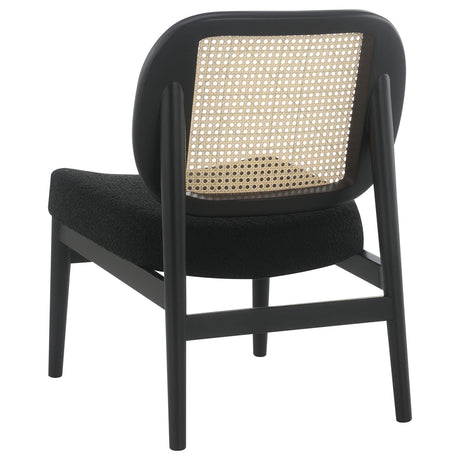 Rayo Black Rattan Cane Back Accent Chair with Padded Seat by Coaster at Eve Furniture