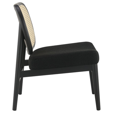 Rayo Black Rattan Cane Back Accent Chair with Padded Seat by Coaster at Eve Furniture