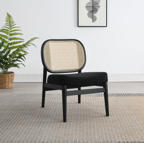 Rayo Black Rattan Cane Back Accent Chair with Padded Seat by Coaster at Eve Furniture
