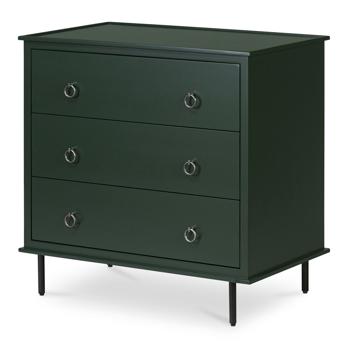 Reagan Deep Green 3 Drawer Nightstand by MOES at Eve Furniture