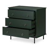 Reagan Deep Green 3 Drawer Nightstand by MOES at Eve Furniture