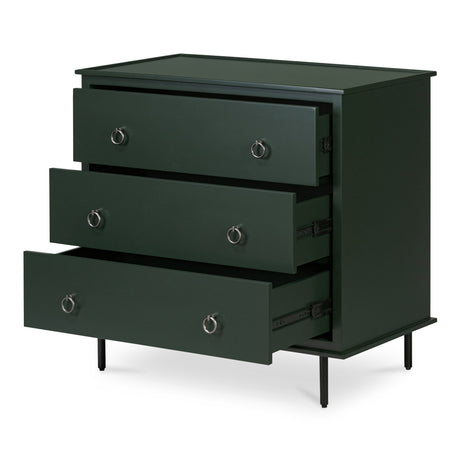 Reagan Deep Green 3 Drawer Nightstand by MOES at Eve Furniture