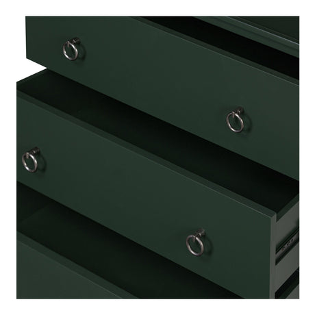 Reagan Deep Green 3 Drawer Nightstand by MOES at Eve Furniture
