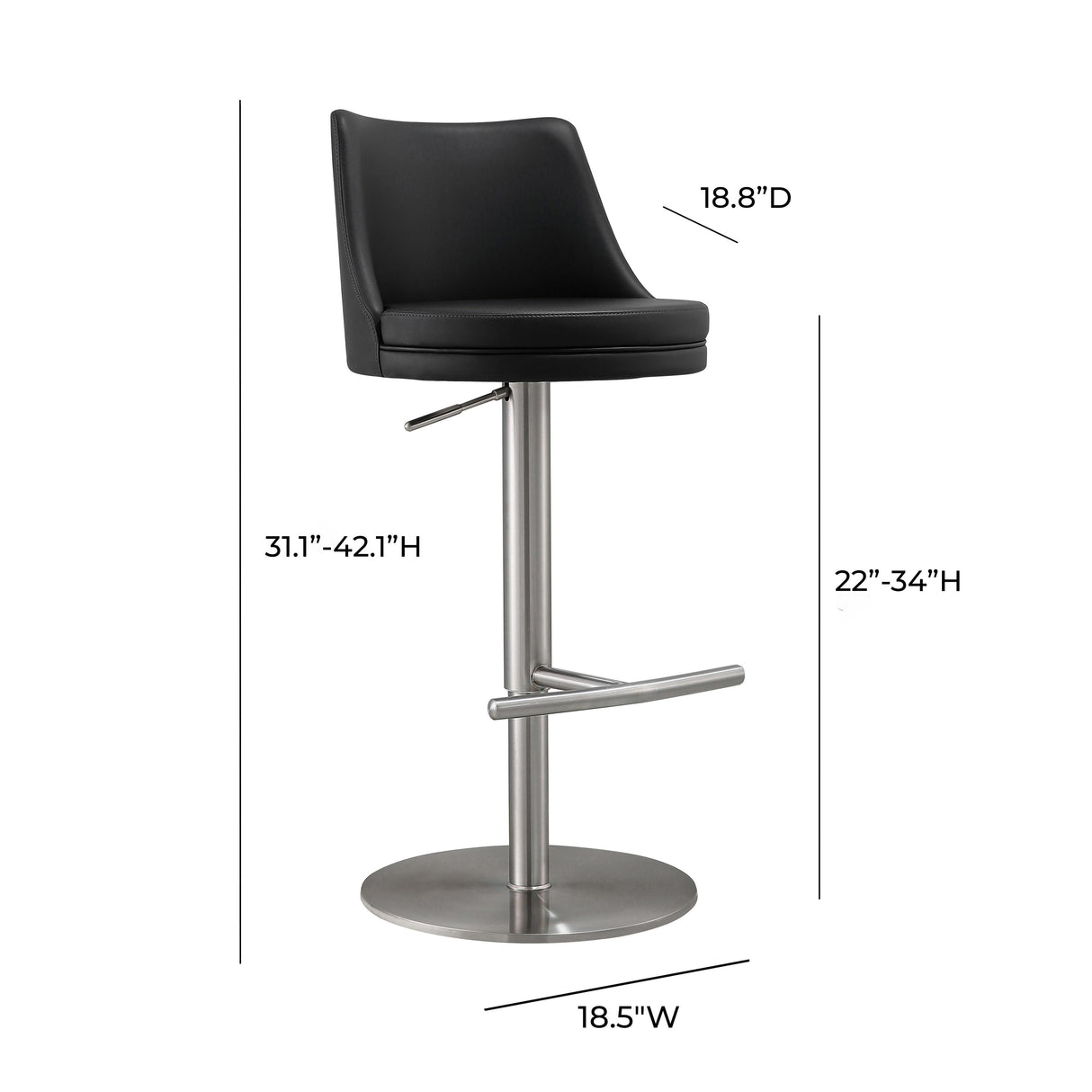 Reagan Performance Vegan Leather Adjustable Stool by TOV Furniture at Eve Furniture