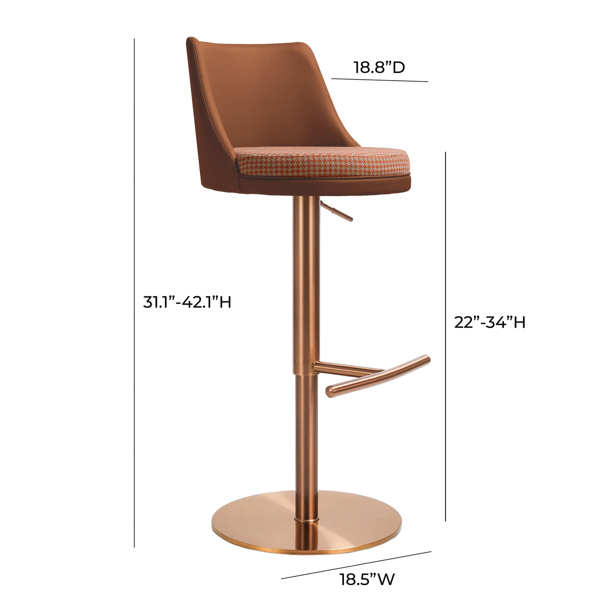 Reagan Performance Vegan Leather Adjustable Stool by TOV Furniture at Eve Furniture