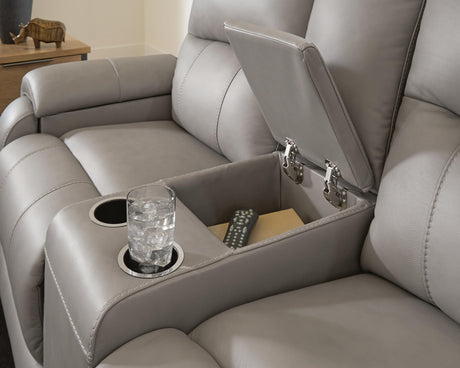 Real Moments Ash Power Reclining Loveseat with Audio Seating by Ashley at Eve Furniture