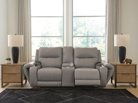 Real Moments Ash Power Reclining Loveseat with Audio Seating by Ashley at Eve Furniture