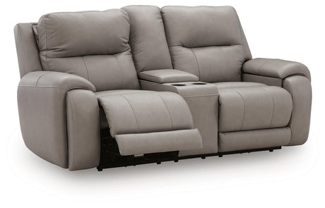 Real Moments Ash Power Reclining Loveseat with Audio Seating by Ashley at Eve Furniture