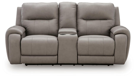Real Moments Ash Power Reclining Loveseat with Audio Seating by Ashley at Eve Furniture