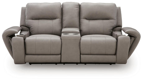 Real Moments Ash Power Reclining Loveseat with Audio Seating by Ashley at Eve Furniture