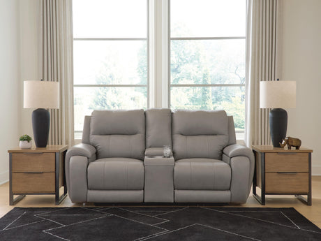 Real Moments Ash Power Reclining Loveseat with Audio Seating by Ashley at Eve Furniture