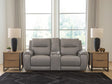 Real Moments Ash Power Reclining Loveseat with Audio Seating by Ashley at Eve Furniture