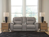 Real Moments Ash Power Reclining Loveseat with Audio Seating by Ashley at Eve Furniture