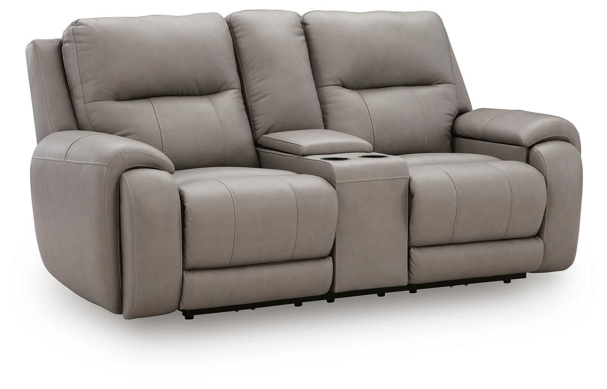 Real Moments Ash Power Reclining Loveseat with Audio Seating