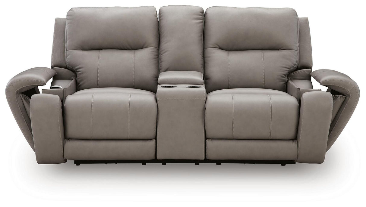 Real Moments Ash Power Reclining Loveseat with Audio Seating