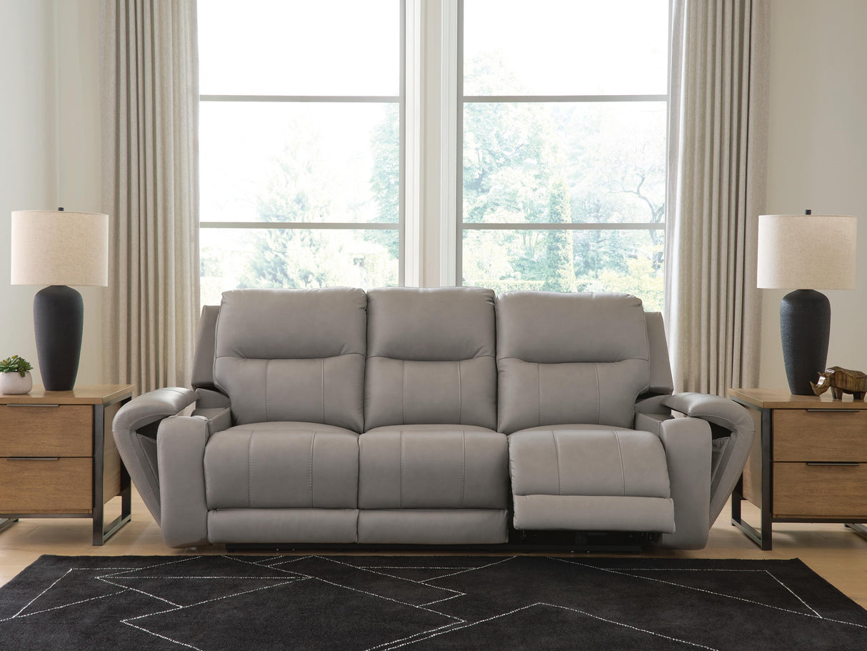 Real Moments Ash Power Reclining Sofa with Audio Seating