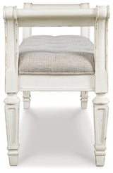 Realyn Antique White Accent Bench by Ashley at Eve Furniture