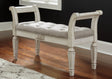 Realyn Antique White Accent Bench by Ashley at Eve Furniture