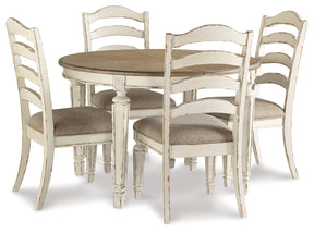 Realyn Chipped White 5-Piece Oval/Round Dining Table Set by Ashley at Eve Furniture