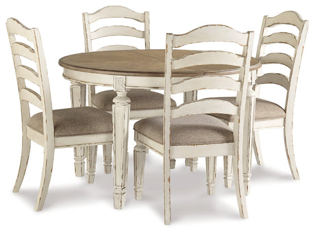 Realyn Chipped White 5-Piece Oval/Round Dining Table Set by Ashley at Eve Furniture