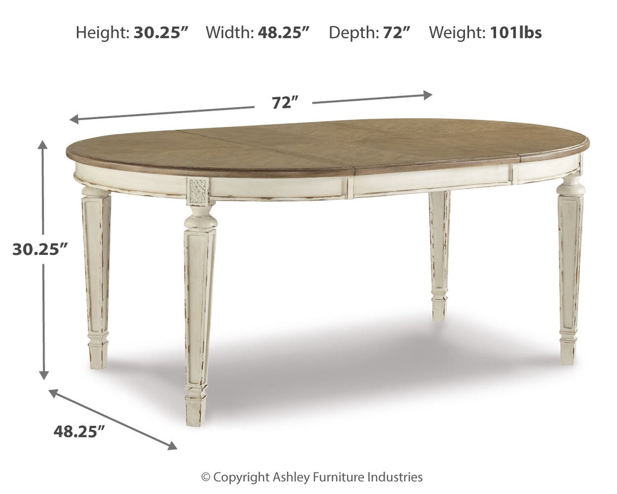 Realyn Chipped White 7-piece Oval/Round Dining Table Set by Ashley at Eve Furniture