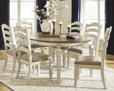 Realyn Chipped White 7-piece Oval/Round Dining Table Set by Ashley at Eve Furniture