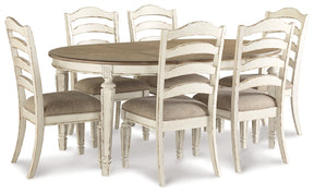 Realyn Chipped White 7-piece Oval/Round Dining Table Set by Ashley at Eve Furniture