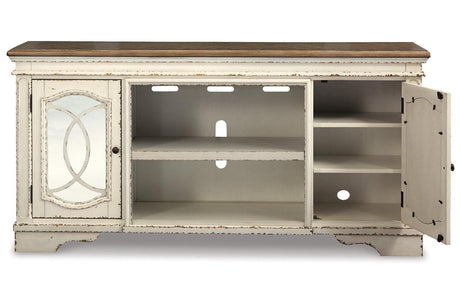 Realyn Chipped White 74" TV Stand by Ashley at Eve Furniture