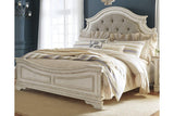 Realyn Chipped White California King Upholstered Panel Bed by Ashley at Eve Furniture