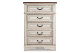 Realyn Chipped White Chest of Drawers by Ashley at Eve Furniture