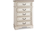 Realyn Chipped White Chest of Drawers by Ashley at Eve Furniture
