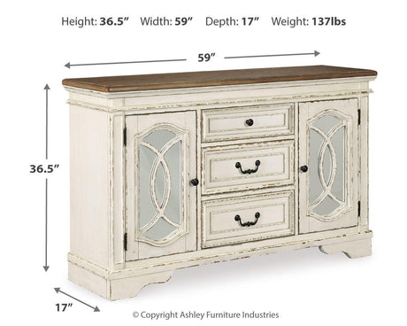 Realyn Chipped White Dining Server by Ashley at Eve Furniture