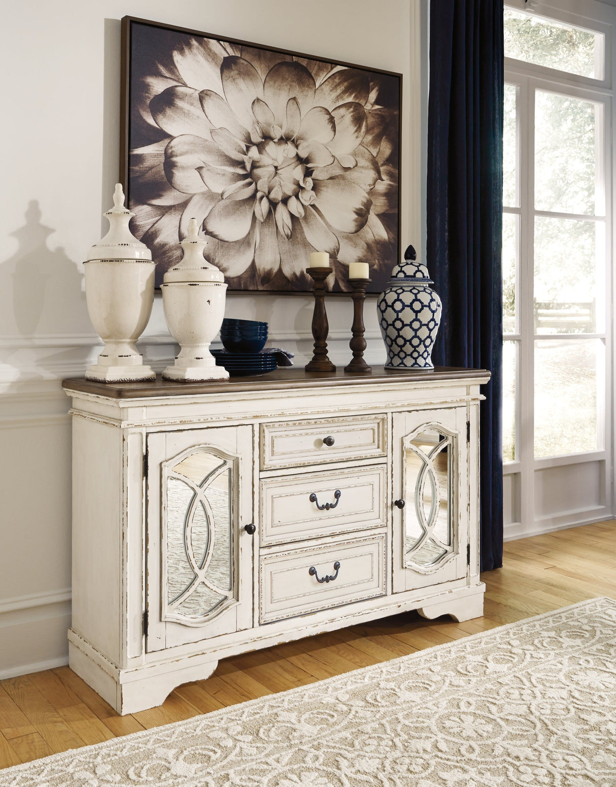Realyn Chipped White Dining Server by Ashley at Eve Furniture