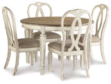 Realyn Chipped White Dining Table and 8 Ribbon Back Chairs by Ashley at Eve Furniture