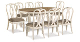 Realyn Chipped White Dining Table and 8 Ribbon Back Chairs by Ashley at Eve Furniture
