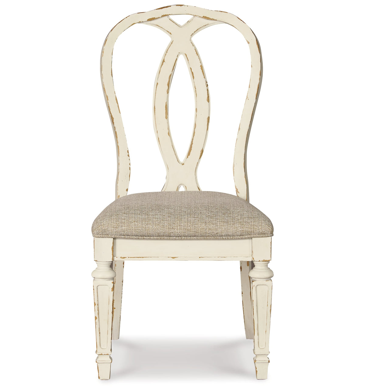 Realyn Chipped White Dining Table and 8 Ribbon Back Chairs by Ashley at Eve Furniture