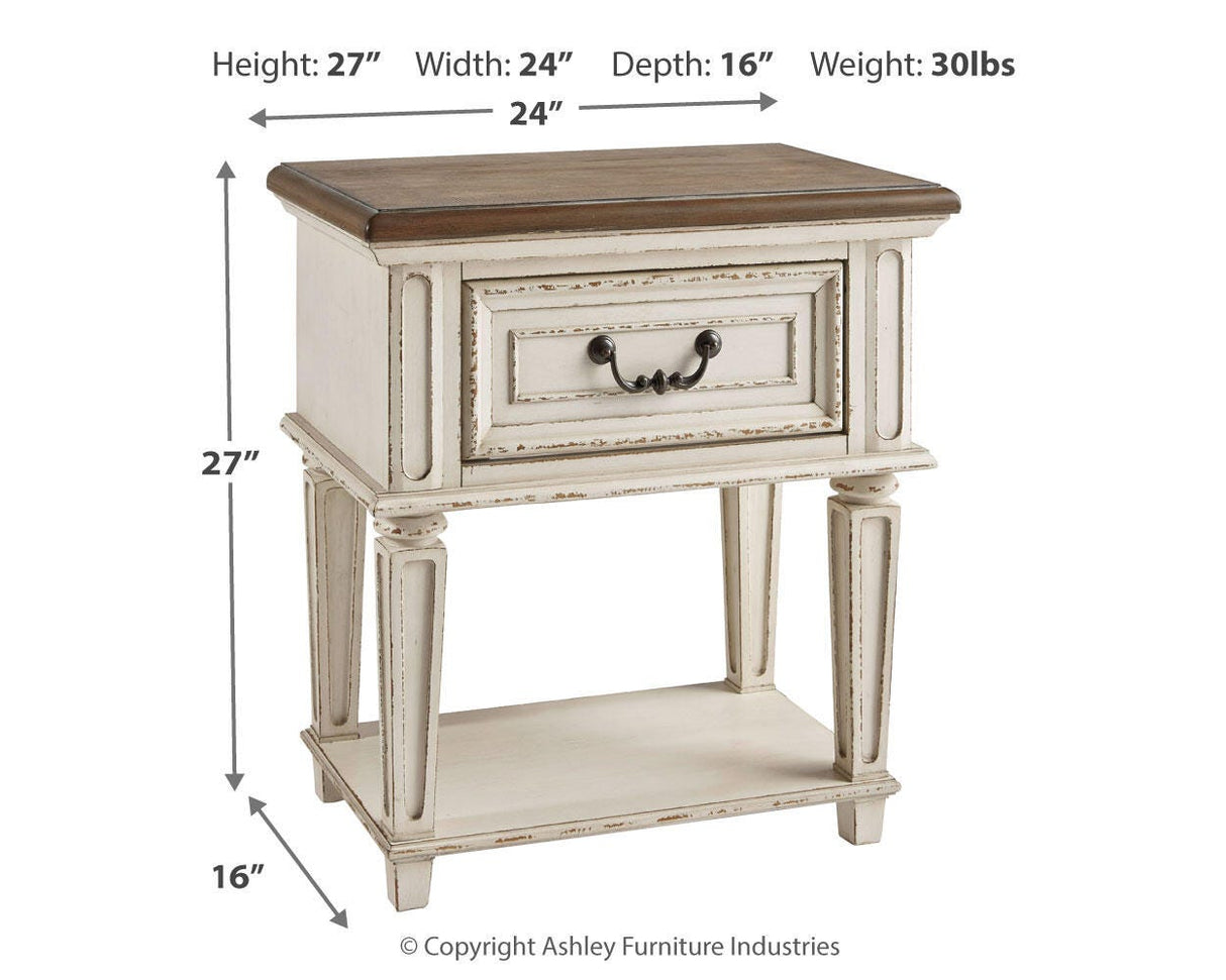 Realyn Chipped White Nightstand by Ashley at Eve Furniture