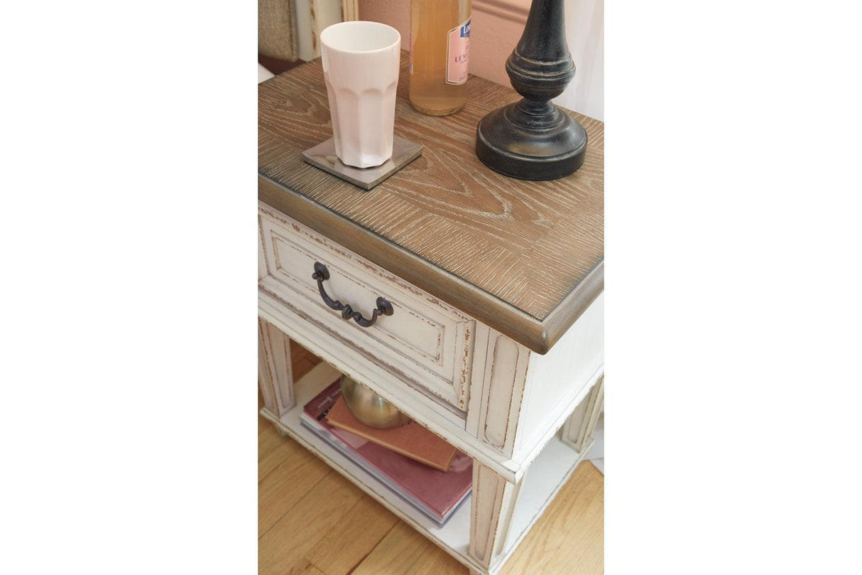 Realyn Chipped White Nightstand by Ashley at Eve Furniture